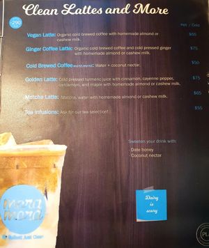 Menu at Mora Mora - Roma in Mexico City