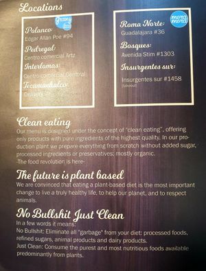 Menu at Mora Mora - Roma in Mexico City