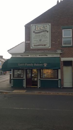 Outside at Lee's Family Bakery in South Shields