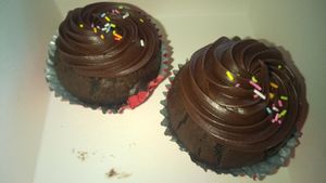 Chocolate muffins at Lee's Family Bakery in South Shields