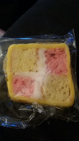 Veryan Battenburg cake at Lee's Family Bakery in South Shields