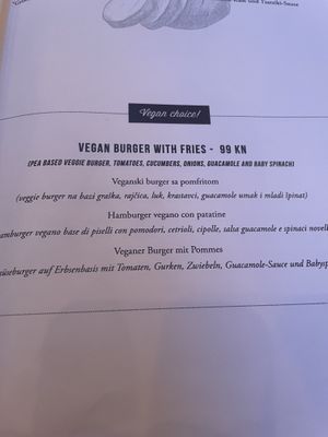 Other vegan option: vegan burger with fries   at Konoba Andreja in Krk