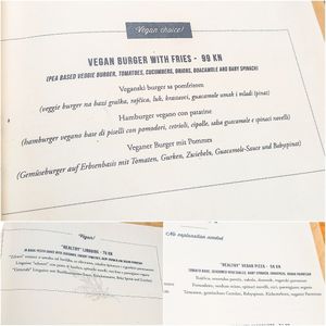 Vegane Speisen at Konoba Andreja in Krk