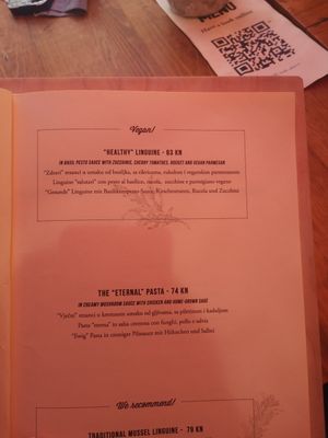 Vegan linguine at Konoba Andreja in Krk