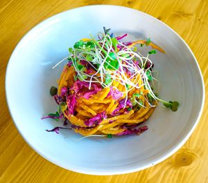 Raw dish spaghetti di zucca at Melamangio in Mendrisio