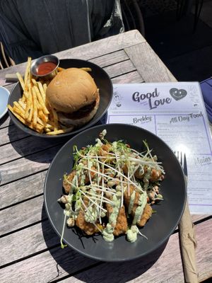 Kfc bowl, cheeseburger at Good Love in St Kilda
