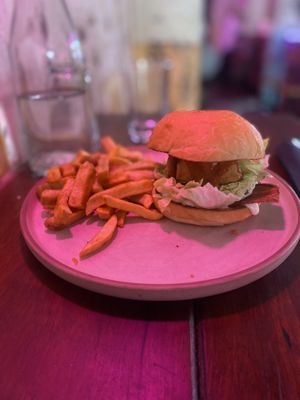 KFC burgerr  at Good Love in St Kilda