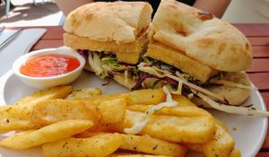 Salt and pepper tofu steak  at Cook's Corner Kallista in Kallista
