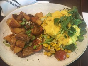 Avocado toast with just egg at The Juniper Bistro in Banff