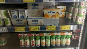 alpro yoghurt at My Auchan - Columbano Bordalo Pinheiro in Lisbon