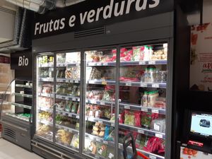 Refrigerated fruits and vegetables area at My Auchan - Columbano Bordalo Pinheiro in Lisbon