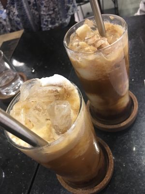We asked for a Vegan version of the famous Vietnamese coconut coffee   at Journeys Sandwich Cafe in Ho Chi Minh City