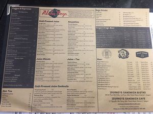 Menue at Journeys Sandwich Cafe in Ho Chi Minh City