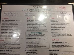 Sandwich and burger menu at Journeys Sandwich Cafe in Ho Chi Minh City