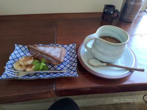 Very dangerous cake! I want to eat many of them and will get fat:) at Ananda Kitchen in Ishigaki