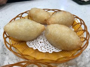 fried ham sui kok, glutinous balls with savory fillings  at Soiut Kong Veggie Cuisine in Macau