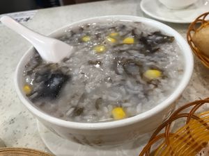 seaweed corn congee  at Soiut Kong Veggie Cuisine in Macau