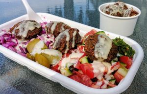 Falafel plate with a side of falafels :D at Dana's Falafel in Melbourne
