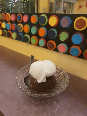 Chocolate orange with whipped cream vegan at Gelato Factory in Auroville