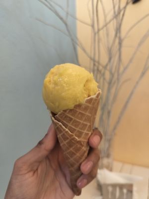 Creamy mango at Gelato Factory in Auroville