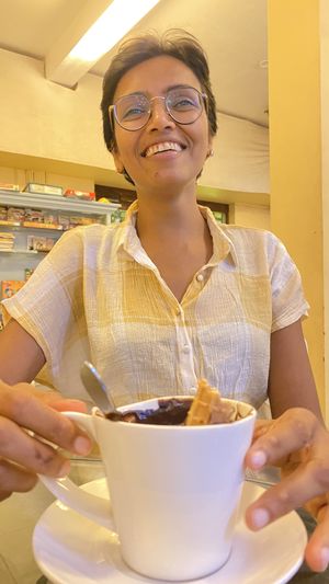 Vegan hot chocolate ☕️ 💚  at Gelato Factory in Auroville
