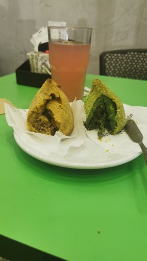 Coxina with jackfruit and coxina with cheddar at Açougue Vegano - Ipanema in Rio De Janeiro