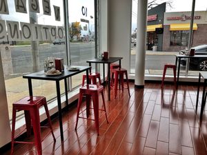 Only 4 tables, but light filled at Jessy's Pastries in Westbury