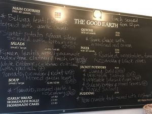 Menu board at The Good Earth in Wells
