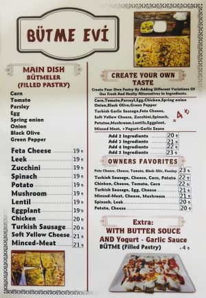 Menu as of Dec 2021 #Veganuary at Bütme Evi in Istanbul