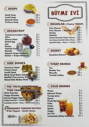 Menu as of Dec 2021 #Veganuary at Bütme Evi in Istanbul