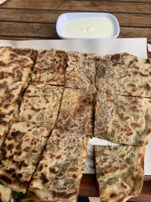 Dough filled with potatoes, spinaches, lentils and eggplants   at Bütme Evi in Istanbul