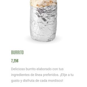 Burrito (tu eliges los ingredientes / you choose the ingredients) at Cherry Pecas in Madrid