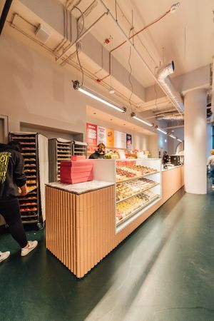 view on the donut display at Brammibal's Donuts - Potsdamer Platz in Berlin