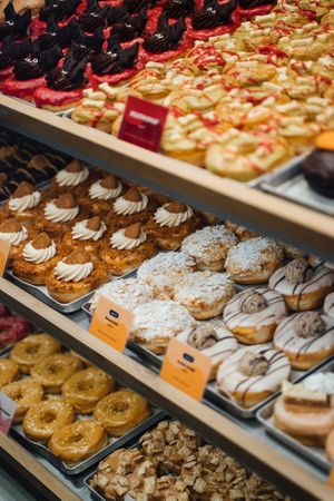 donut display at Brammibal's Donuts - Potsdamer Platz in Berlin