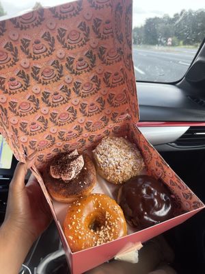 From top left to right… 1.Tiramisu 2.Bienenstich 3.Boston Cream 4.Salted Caramel Hazelnut  at Brammibal's Donuts - Potsdamer Platz in Berlin