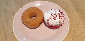 Cinnamon sugar and red velvet at Brammibal's Donuts - Potsdamer Platz in Berlin