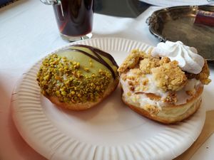 Mozertkugel and Rhubarb Crumble at Brammibal's Donuts - Potsdamer Platz in Berlin