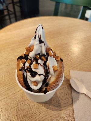 Soft ice in a doughnut at Brammibal's Donuts - Potsdamer Platz in Berlin