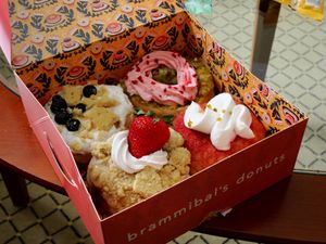 Our box of 4 donuts. at Brammibal's Donuts - Potsdamer Platz in Berlin