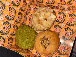 Pistachio dream, Bienenstich, Chocolate Bomboloni   at Brammibal's Donuts - Potsdamer Platz in Berlin