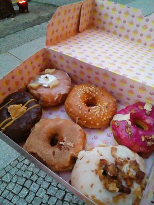 Donut selection. at Brammibal's Donuts - Potsdamer Platz in Berlin