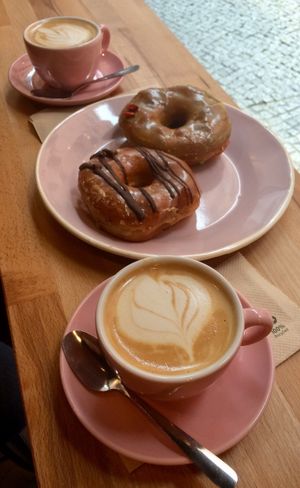 Cappuccino and Doughnuts  at Brammibal's Donuts - Potsdamer Platz in Berlin