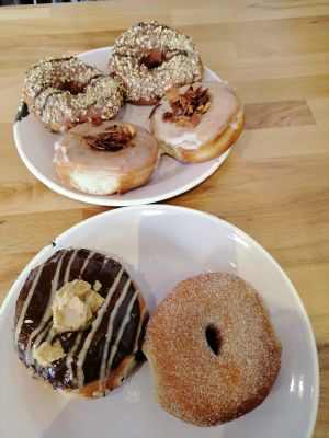 Nougat, Ahornsirup-Kokos, Erdnuss-Schoko, Zimt-Zucker at Brammibal's Donuts - Potsdamer Platz in Berlin
