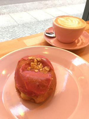 donut and coffee at Brammibal's Donuts - Potsdamer Platz in Berlin