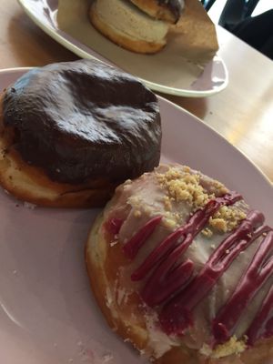 Boston Cream and Blueberry Pie at Brammibal's Donuts - Potsdamer Platz in Berlin