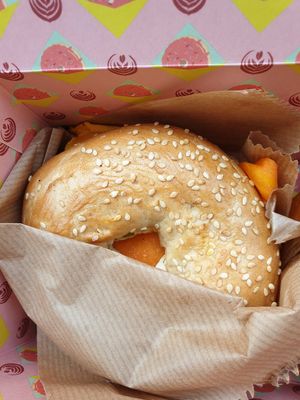 Carrot lox and cream cheese bagel at Brammibal's Donuts - Potsdamer Platz in Berlin