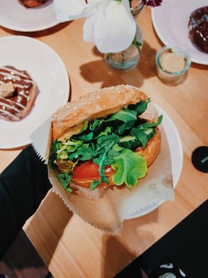 Hummus pesto bagel a at Brammibal's Donuts - Potsdamer Platz in Berlin