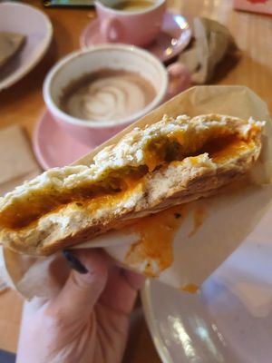 Pizza bagel at Brammibal's Donuts - Potsdamer Platz in Berlin