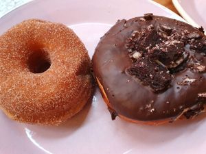 Came back today again and got again the cinnamon sugar and this cookie and cream for the first time, perfect again! at Brammibal's Donuts - Potsdamer Platz in Berlin