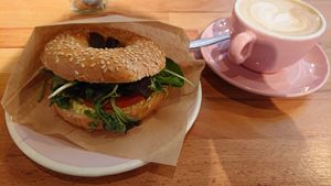 Tofu 'egg' bagel at Brammibal's Donuts - Potsdamer Platz in Berlin